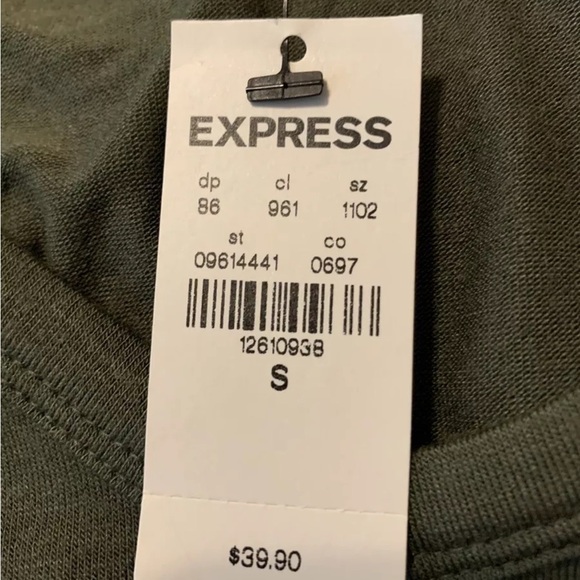 Express Women’s Super Soft 3/4 Sleeve Olive Green T Shirt Top In Size SP - Picture 9 of 9